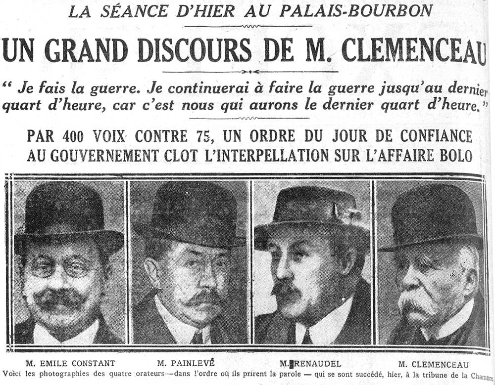 « Un grand discours de M. Clemenceau », Excelsior, 9 mars 1918