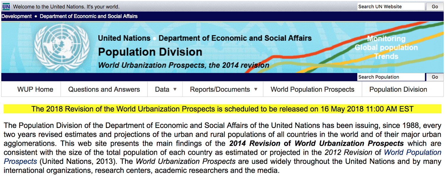 The 2018 Revision of the World Urbanization Prospects