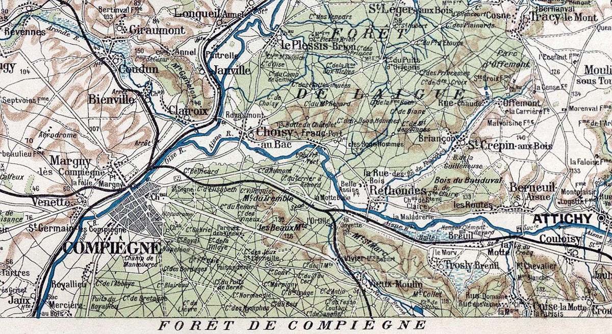 Le carrefour du Francport sur une carte de 1916