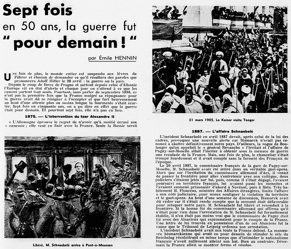 « Sept fois en 50 ans, la guerre fut “pour demain !” Et pourtant sept fois, elle n’a pas eu lieu. » « Sept fois en 50 ans, la guerre fut “pour demain !” Et pourtant sept fois, elle n’a pas eu lieu. »