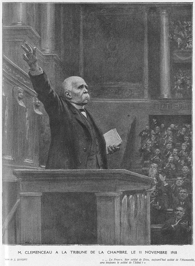 M. Clemenceau à la tribune de la Chambre le 11 novembre 1918, L'Illustration, 16-23 novembre 1918 M. Clemenceau à la tribune de la Chambre le 11 novembre 1918, L'Illustration, 16-23 novembre 1918