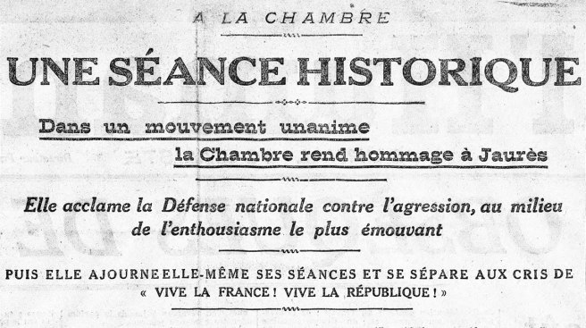 Une séance unanime. L'Humanité du 5 août 1914 Une séance unanime. L'Humanité du 5 août 1914