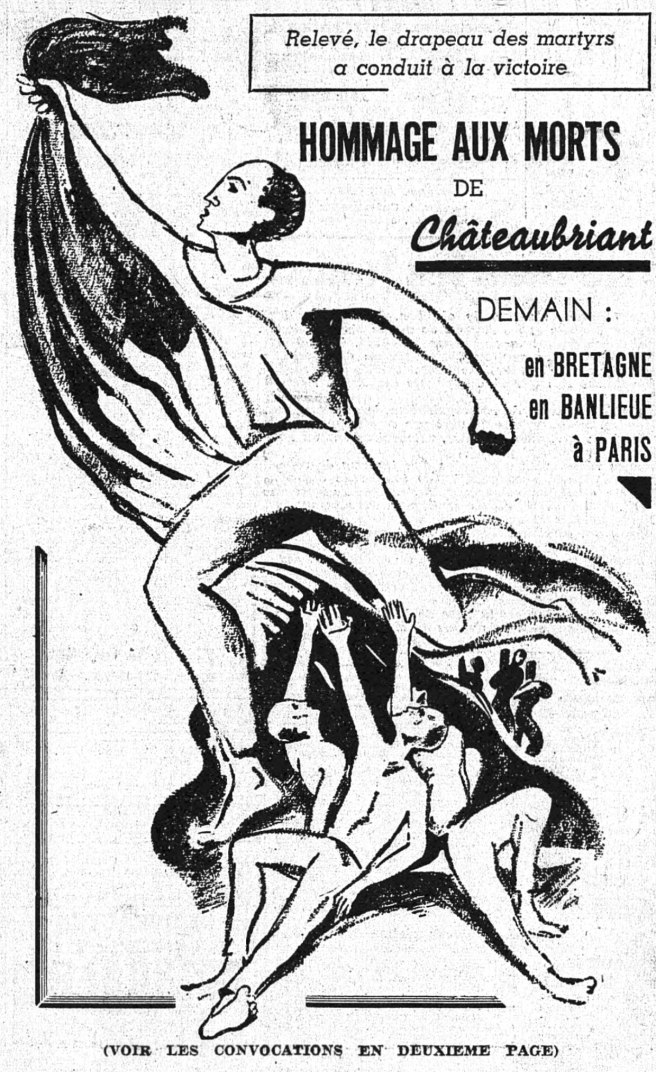 Hommage aux morts de Châteaubriant, L'Humanité, 21 octobre 1944 Hommage aux morts de Châteaubriant, L'Humanité, 21 octobre 1944