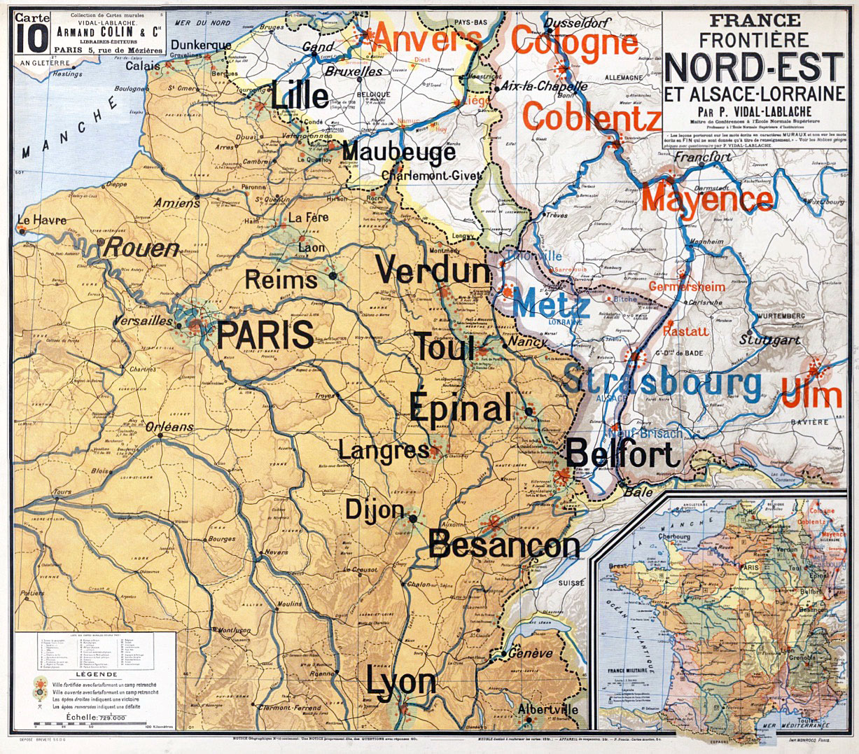 France. Frontière nord-est et Alsace-Lorraine